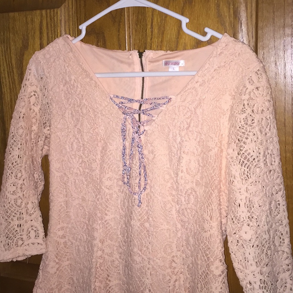 Coral cloth dress.